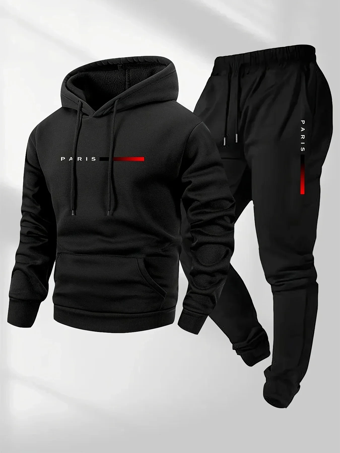 Winter Clothing Gear - PARIS Letter Print Sweatshirt Suit Men's