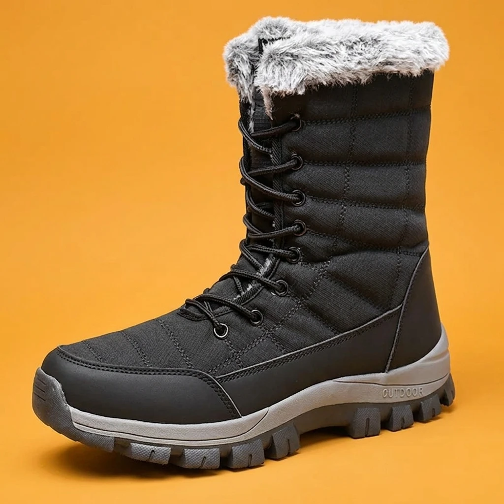 Snow Boot Fur Lined - Men Winter Snow Boots Waterproof Fur