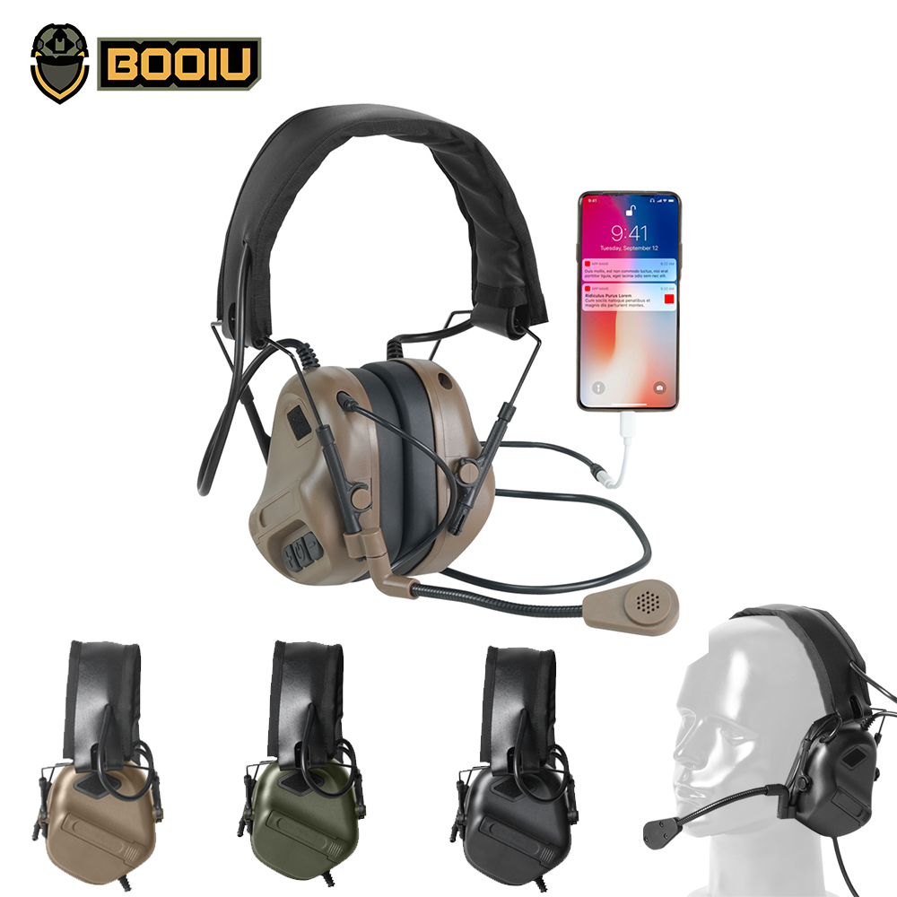 Ear Muff Foldable - BOOIU Tactical Electronic Shooting Headset 3.5mm