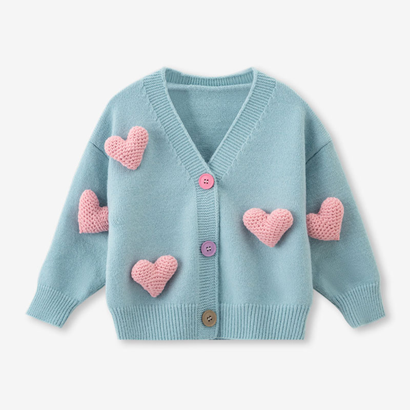 Winter Clothing For 1 Year Old Girl - Girls Sweaters Coat Three-Dimensional Love Knitted