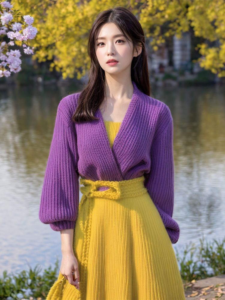 Purple Splicing Yellow Ankle-L - Yellow Winter Clothing review and price
