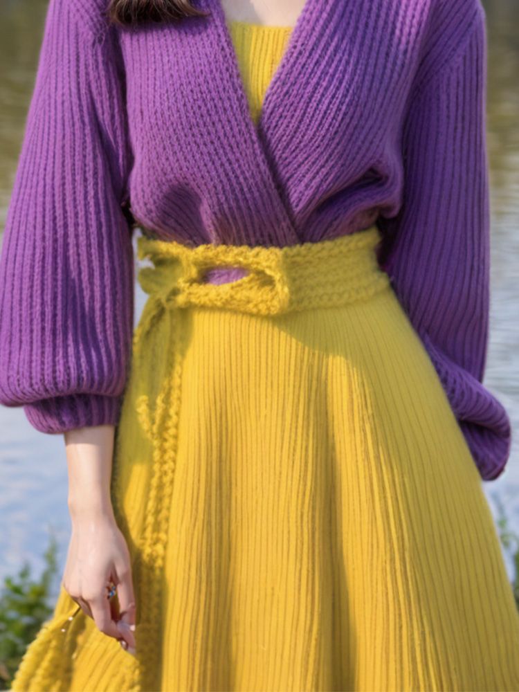Purple Splicing Yellow Ankle-L - Yellow Winter Clothing review and price