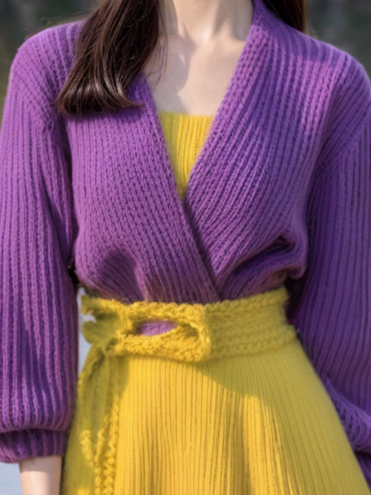Purple Splicing Yellow Ankle-L - Yellow Winter Clothing review and price