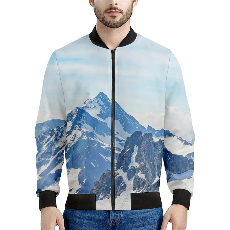 Mountain 3D Printed Bomber Jac - Quality Winter Clothing Bomber Jacket review and price