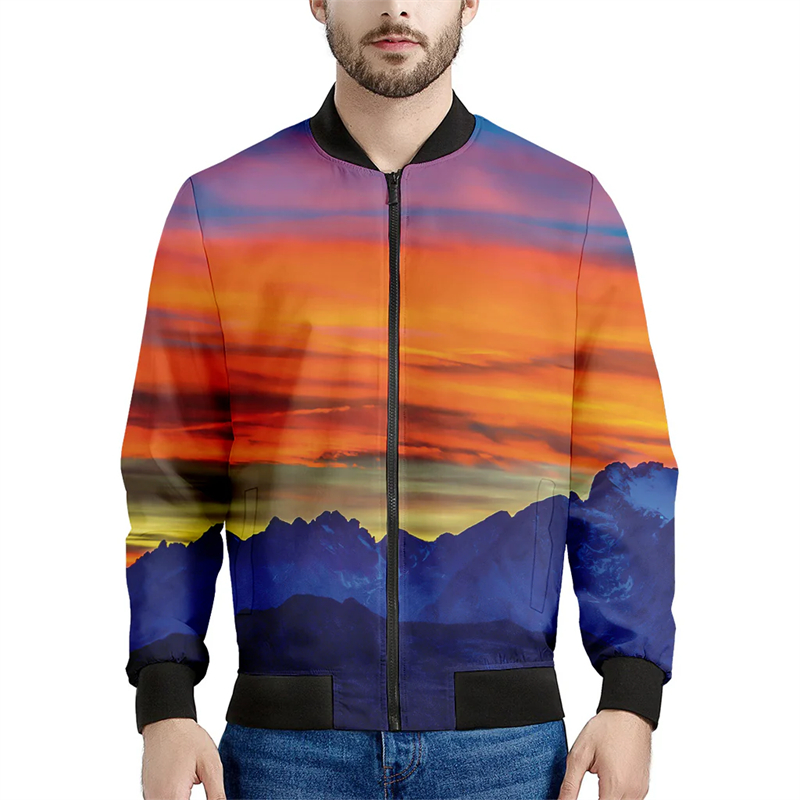 Mountain 3D Printed Bomber Jac - Quality Winter Clothing Bomber Jacket review and price