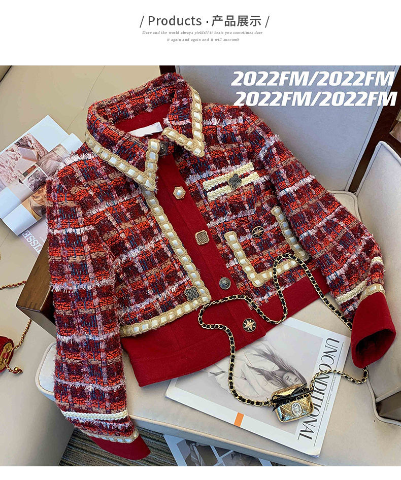 Women Elegant Tweed Red Suit J - Winter Clothing Vintage review and price