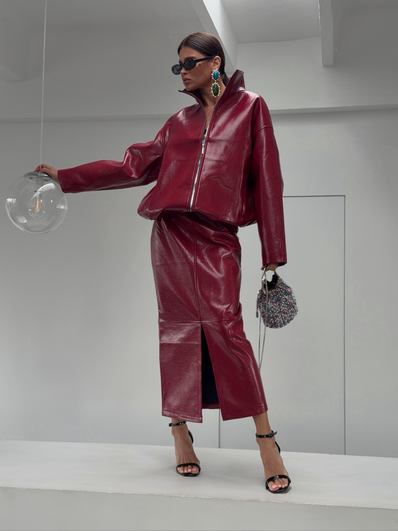 Women Shiny PU Leather 2‑Piece - Winter Clothing Vintage review and price