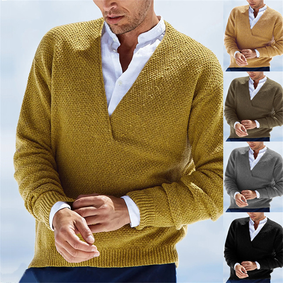 Autumn Winter Men Sweaters Kni - Yellow Winter Clothing review and price